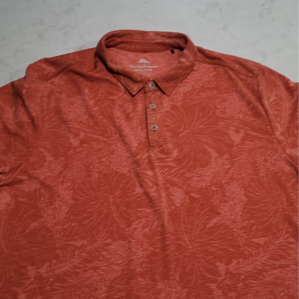 Tommy Bahama Palmetto Beach Tropical Aloha Hawaiian Golf Polo Orange 2XL NWOT - Picture 3 of 14